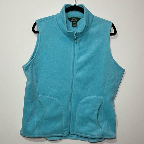 Woolrich Aqua Blue Fleece Vest Wmn XL Soft Zip Front Outerwear outdoor layering - Picture 2 of 8